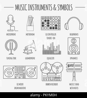 Musical Instruments Primary Signs Musical instruments & symbols graphic template. Vector illustration ...