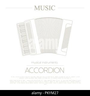Musical instruments graphic template. Accordion. Vector illustration Stock Vector