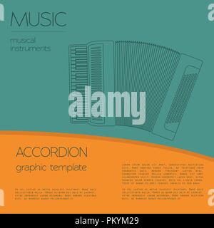 Musical instruments graphic template. Accordion. Vector illustration Stock Vector