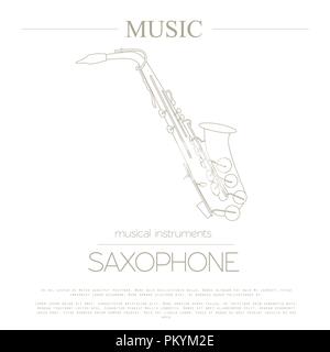 Musical instruments graphic template. Saxophone. Vector illustration Stock Vector