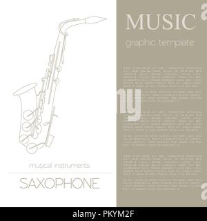 Musical instruments graphic template. Saxophone. Vector illustration Stock Vector
