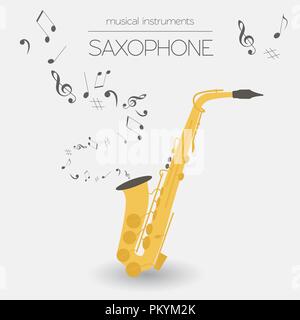 Musical instruments graphic template. Saxophone. Vector illustration Stock Vector