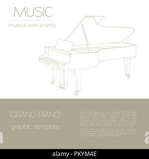 musical instruments graphic template grand piano vector