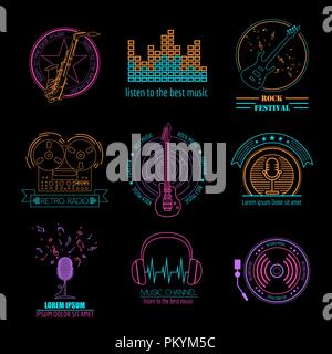 Musical instruments logos and badges. Graphic template. Vector ...