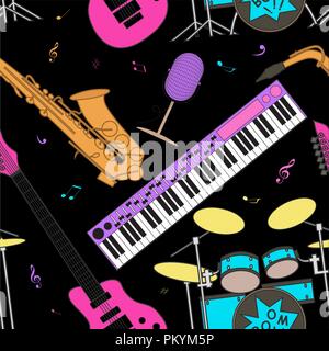 Musical instruments seamless pattern. Vector illustration Stock Vector