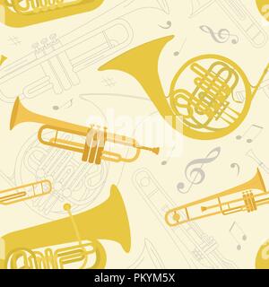 Musical instruments seamless pattern. Vector illustration Stock Vector