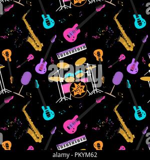 Musical instruments seamless pattern. Vector illustration Stock Vector