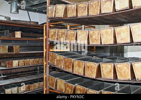 Old Bread Tins for Baking Traditional Bread Stock Photo