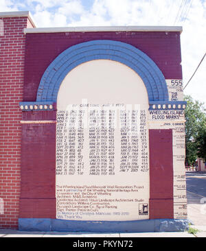 Flood Wall Mural in Wheeling West Virginia Stock Photo