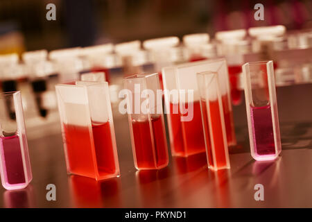 Quartz cuvettes for Chromatography and spectrophotometry in the study of liquids Stock Photo