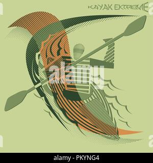 Stripy rower in action Stock Vector