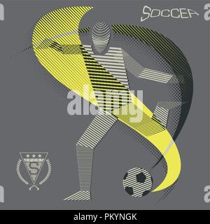 Stripy soccer player in action Stock Vector