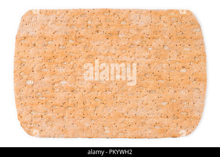 Flat rye bread top view. Isolated on white, clipping path included Stock Photo