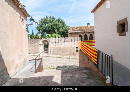 street near Monastery of Pedralbes, monastery of santa maria, Barcelona, Catalonia, Spain Stock Photo