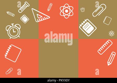 Flat design business Vector Illustration concept template copy space text for Ad website esp isolated 3d isometric. School Supplies scattered on the u Stock Vector