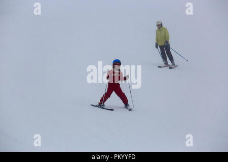 German people do skiing at Ruhestein Skilift, an ideal place for winter sport in Black Forest. Ruhestein Schänke, L401, Baiersbronn, Germany Stock Photo