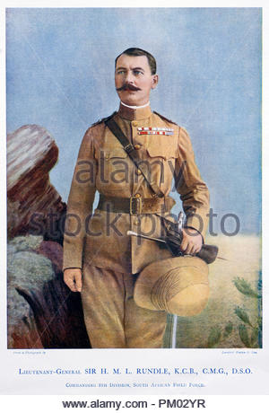 General Sir Henry Macleod Leslie Rundle portrait, 1856 – 1934 was a British Army general during the First World War.  Colour illustration from 1900 Stock Photo