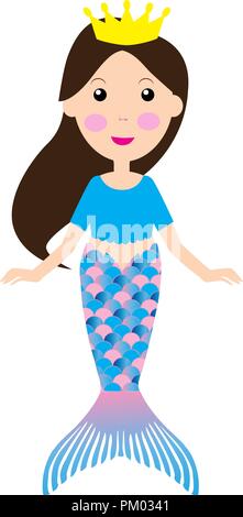 vector illustration of a cartoon pretty mermaid Stock Vector