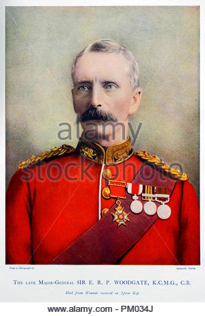 Major General Sir Edward Robert Prevost Woodgate, KCMG, CB, 1845 – 1900, was an infantry officer in the British Army. Colour illustration from 1900 Stock Photo