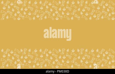 Pattern of Doodle christmas elements, candle with nut, star comet and sock. isolated Vector with space for your text Stock Vector