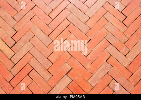Brick surface red block paving on a sidewalk for design decoration interior and exterior. Stock Photo