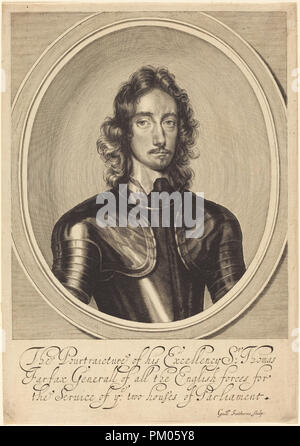 Lord Thomas Fairfax. Medium: engraving. Museum: National Gallery of Art, Washington DC. Author: William Faithorne after Robert Walker. Faithorne, William, the Elder. Stock Photo