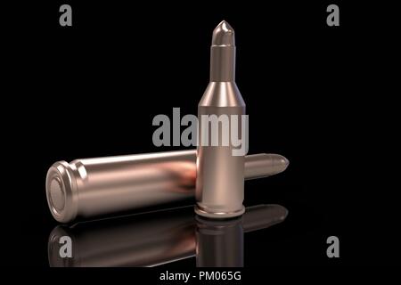 Bullets 3D render Isolated on a black background Stock Photo