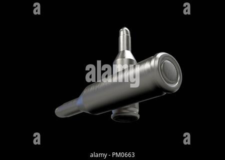 Silver Bullets 3D render Isolated on a black background Stock Photo