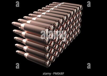 Bullets 3D render Isolated on a black background Stock Photo