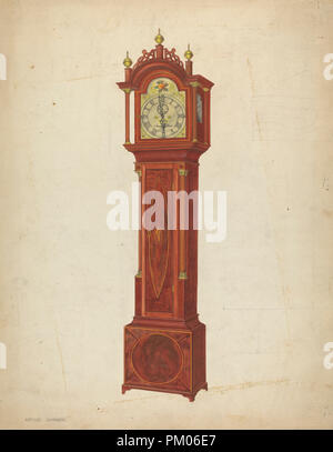 Tall Clock. Dated: c. 1938. Dimensions: overall: 45.9 x 35.6 cm (18 1/16 x 14 in.)  Original IAD Object: 90' high; 19' wide. Medium: watercolor, graphite, and pen and ink on paperboard. Museum: National Gallery of Art, Washington DC. Author: ARTHUR JOHNSON. Stock Photo