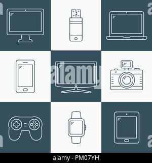 Line icons - Digital devices Stock Vector