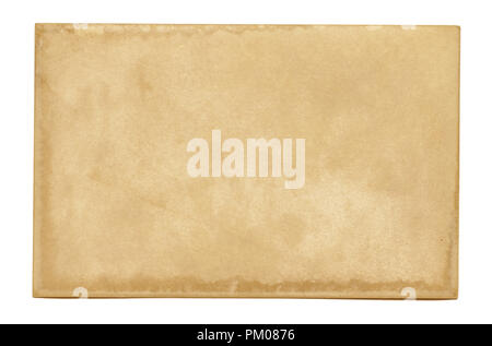 Vintage and antique art concept. Front view of blank old aged dirty frame with stains isolated on a white background. Stock Photo