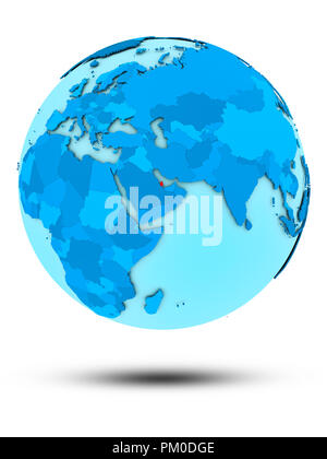 Qatar on blue globe isolated on white background. 3D illustration. Stock Photo