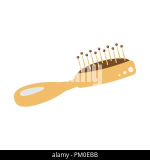 Hair brush icon in flat style. Comb accessory vector illustration on white isolated background. Hairbrush business concept. Stock Vector