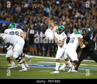 September 15, 2018: Eastern Michigan Eagles quarterback Mike Glass III (9) throws the ball during the second half of play in the NCAA football game between the Eastern Michigan Eagles and Buffalo Bulls at UB Stadium in Amherst, N.Y. Buffalo defeated Eastern Michigan 35-28 to improve their record to 3-0 for the first time as an FBS program. (Nicholas T. LoVerde/Cal Sport Media) Stock Photo