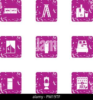 America rest day icons set, grunge style Stock Vector