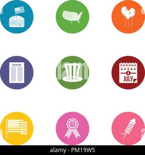 Autonomy icons set, flat style Stock Vector