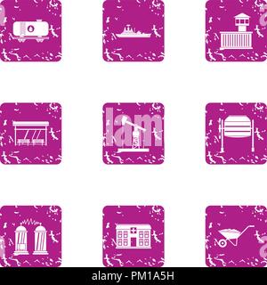 Filling icons set, grunge style Stock Vector
