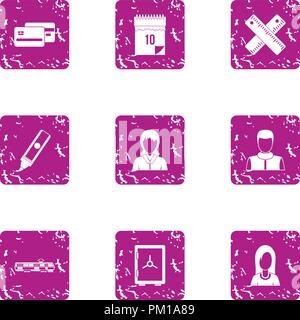 Cash economize icons set, grunge style Stock Vector