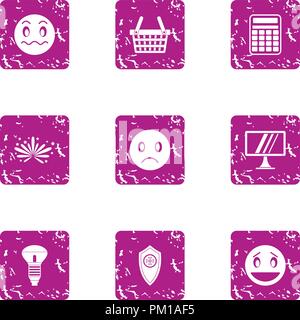 Poor lighting icons set, grunge style Stock Vector