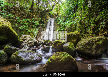 Located in Faial da Terra and accessible either by the pedestrian path of Sanguinho or by the Salto do Prego waterfall sao miguel azores Stock Photo