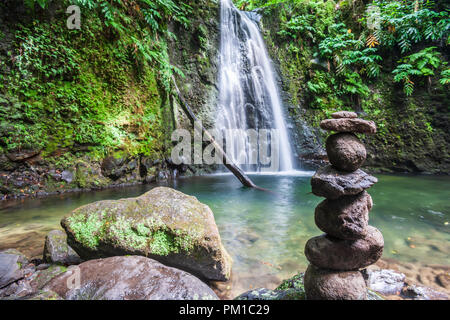 Located in Faial da Terra and accessible either by the pedestrian path of Sanguinho or by the Salto do Prego waterfall sao miguel azores Stock Photo