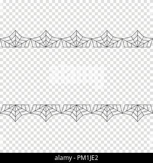 Halloween spiderweb vector border. Cobweb frame background illustration isolated on transparent background. Design decoration element for greeting car Stock Vector