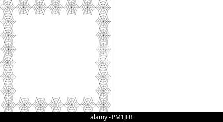 Halloween square black spiderweb frame with copy space on white background. Stock Vector