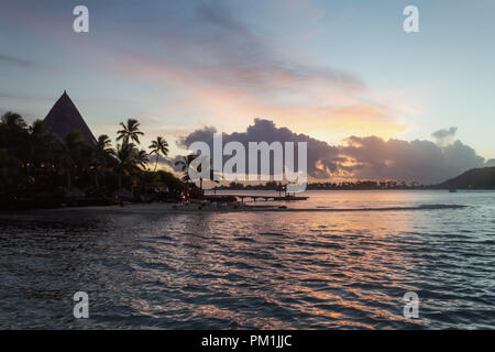 Beautiful sunset of Bora Bora Island, French Polynesia Stock Photo