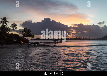 Beautiful sunset of Bora Bora Island, French Polynesia Stock Photo