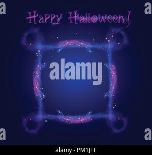 Happy halloween star frame galaxy and space banner concept. light shining glowing sparkle effect dust explosion scatter bright neon celebration event  Stock Vector