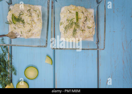 Traditional greek food  tzatziki. Sauce from cucumber, garlic, dill and yogurt Stock Photo