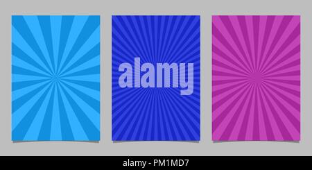 Abstract colored ray burst pattern brochure background set Stock Vector