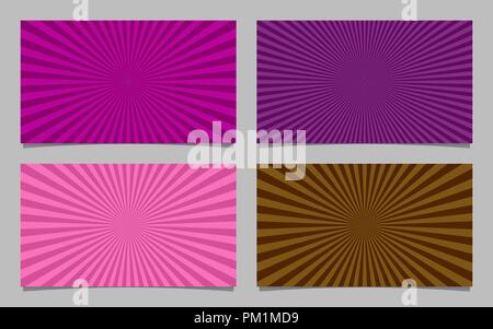 Abstract ray burst card background template set Stock Vector